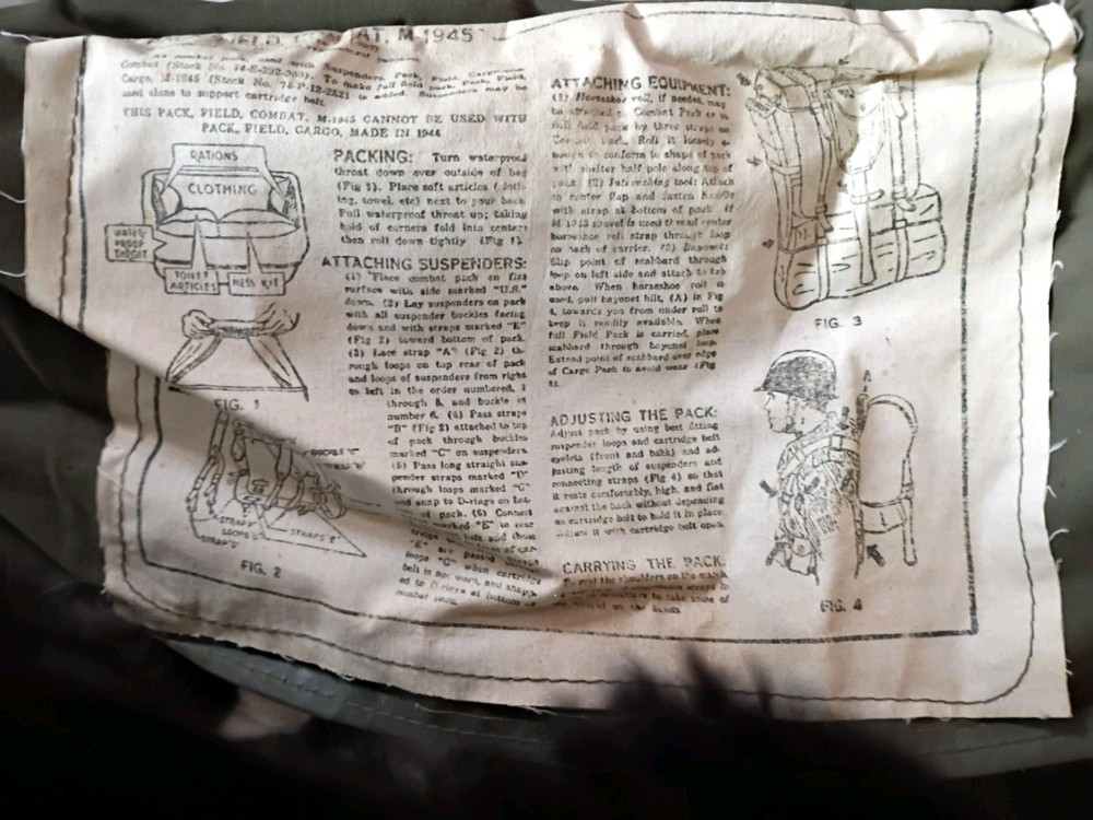 1945 Vintage US Army Field Pack Cargo Bag