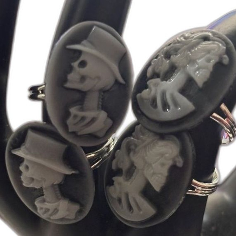 Handmade Skeleton Cameo Rings - Victorian Goth Style
