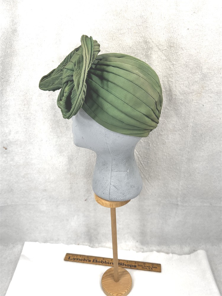 antique flapper 1920 hat women's original green cloche one size