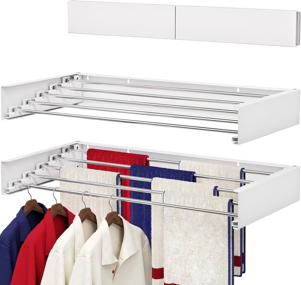 Space-Saving 31.5" Wall Mounted Drying Rack - Stylish Foldable Laundry Solution
