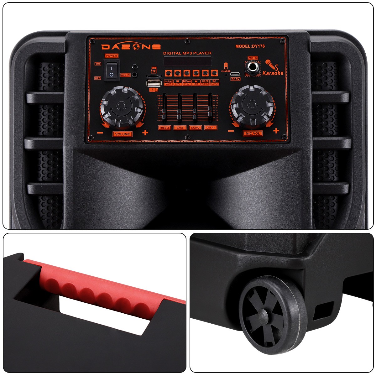 12'' Dual Portable Bluetooth Speaker Subwoofer FM Heavy Bass Sound Karaoke W/Mic