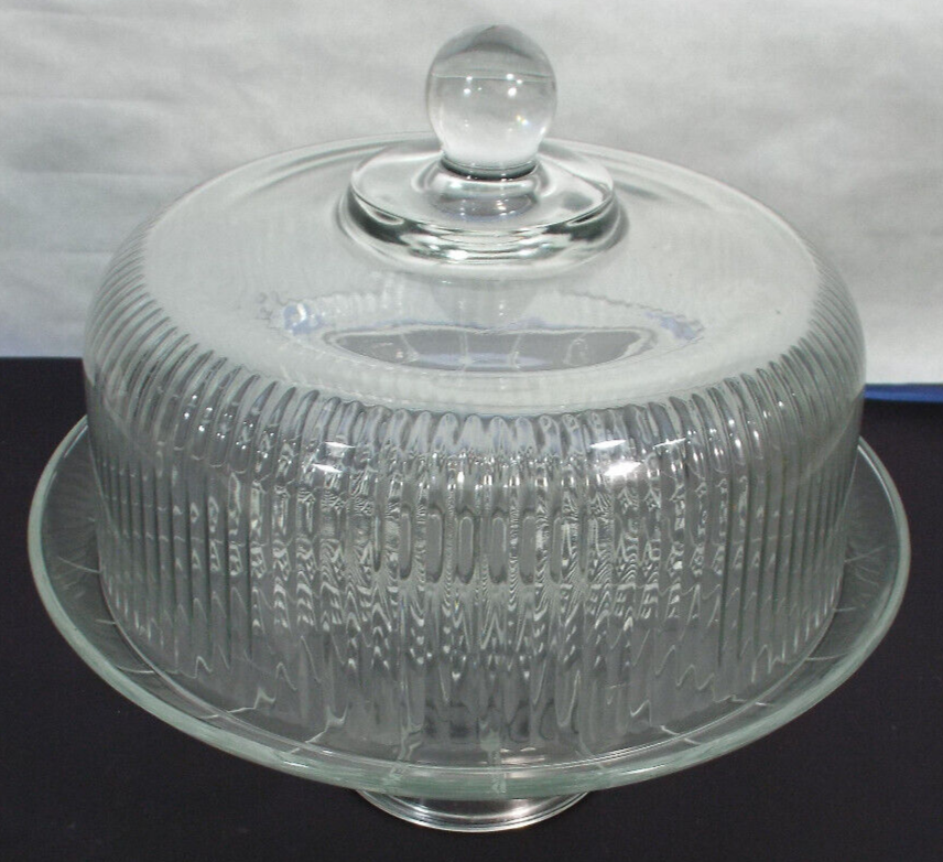 Anchor Hocking Monaco Clear Round Glass Polished Cake Set STD Crystal