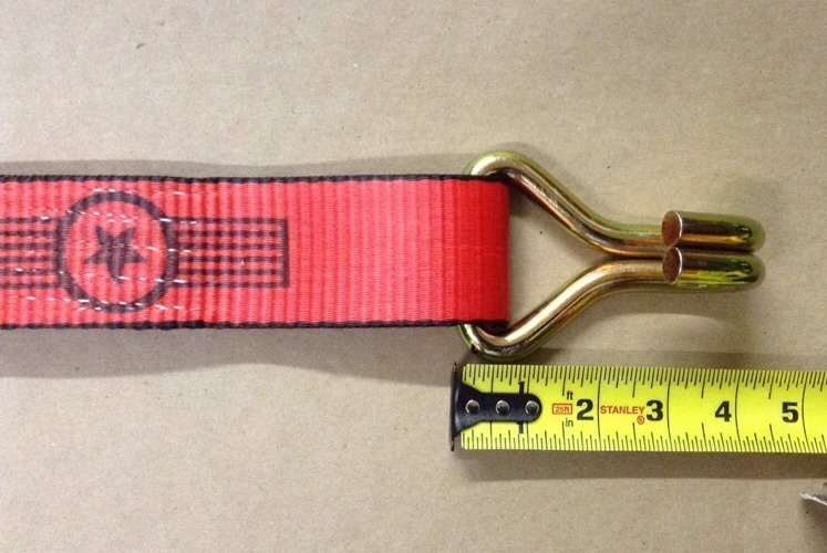 2-2 Inch Ratchet Strap Replacement Ends Long Wire Hook Fixed End Red