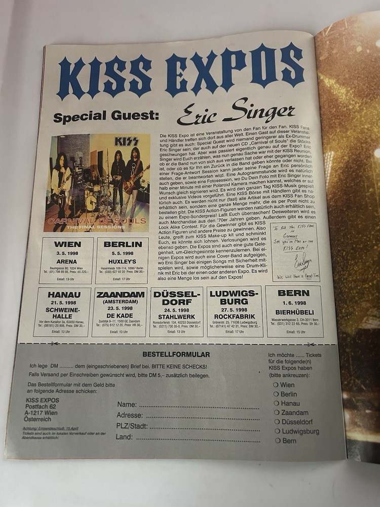 Kiss Alive Worldwide 1998 Photo Special Magazine German Edition! Free Shipping!