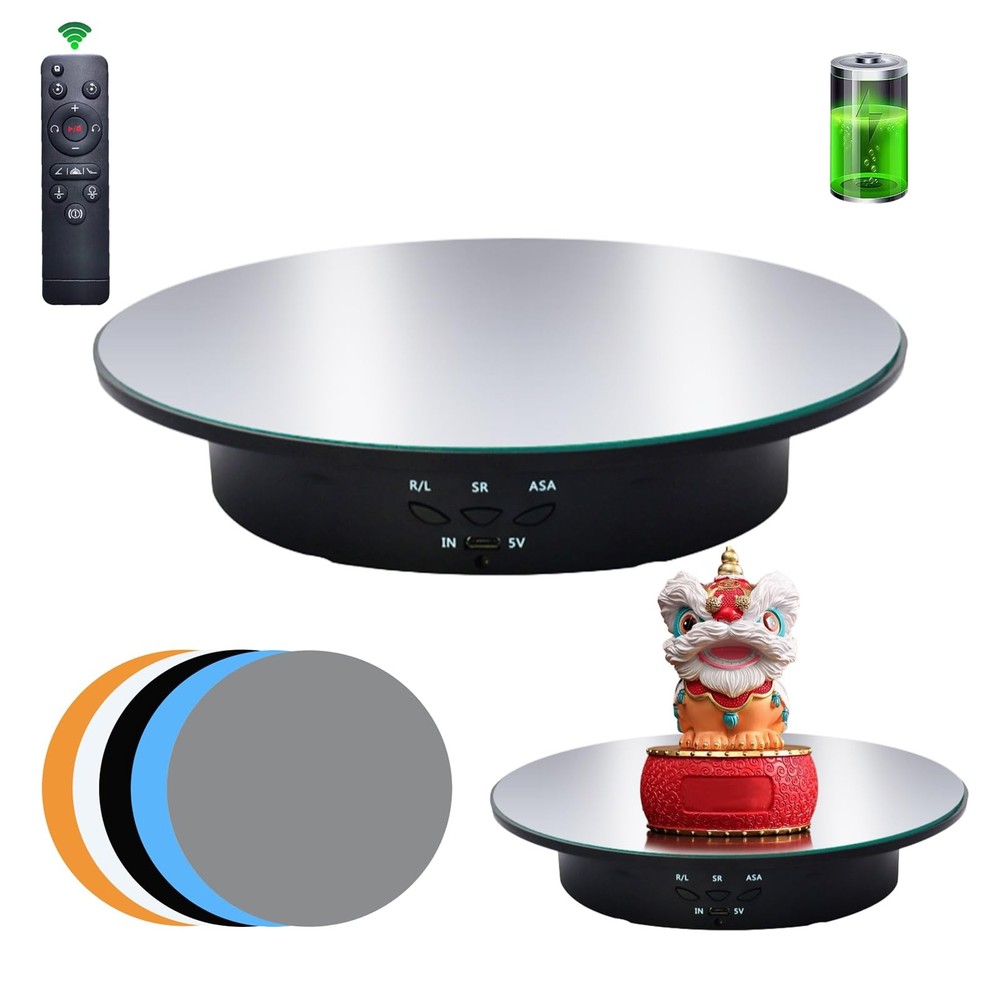 JAYEGT Motorized Rotating Display Stand, 7.87 inch/Remote Control, Black