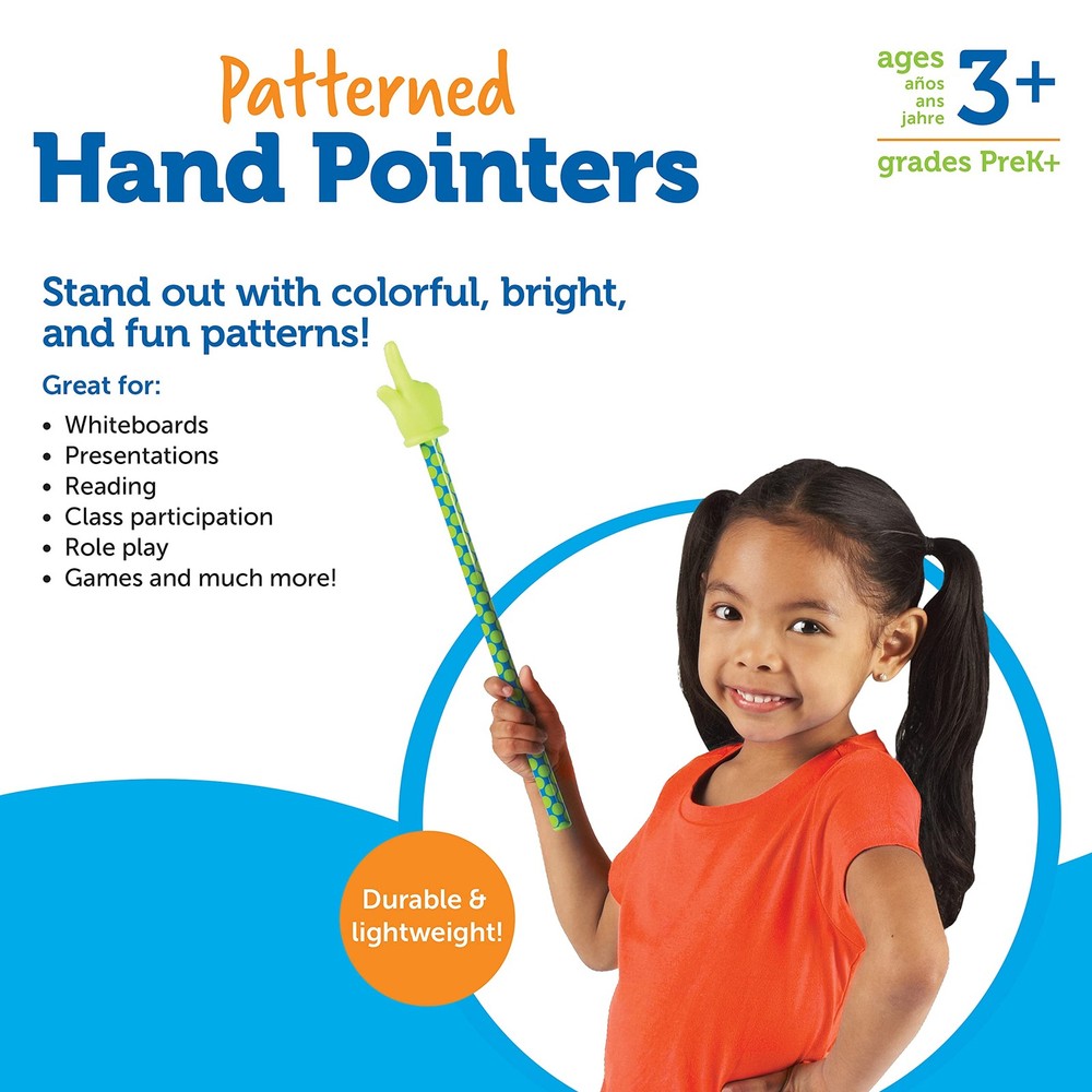 Learning Resources Patterned Hand Pointers - 3 Pieces, 15 in, Multi-color