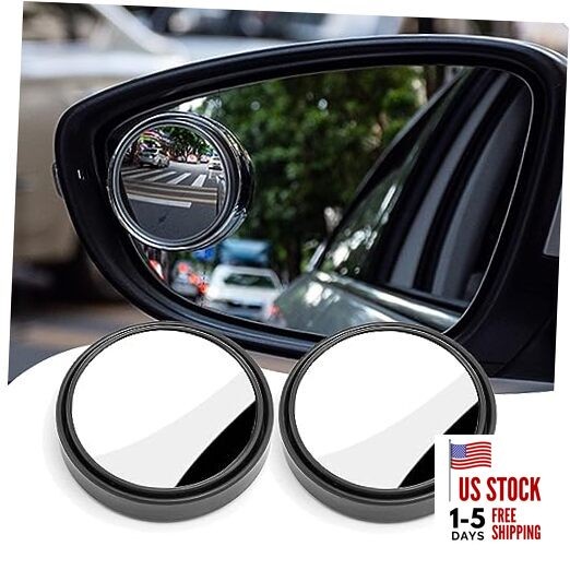 Car Reversing Auxiliary Blind Spot Mirror, 360° Rotating Push-type 2 PCS Black