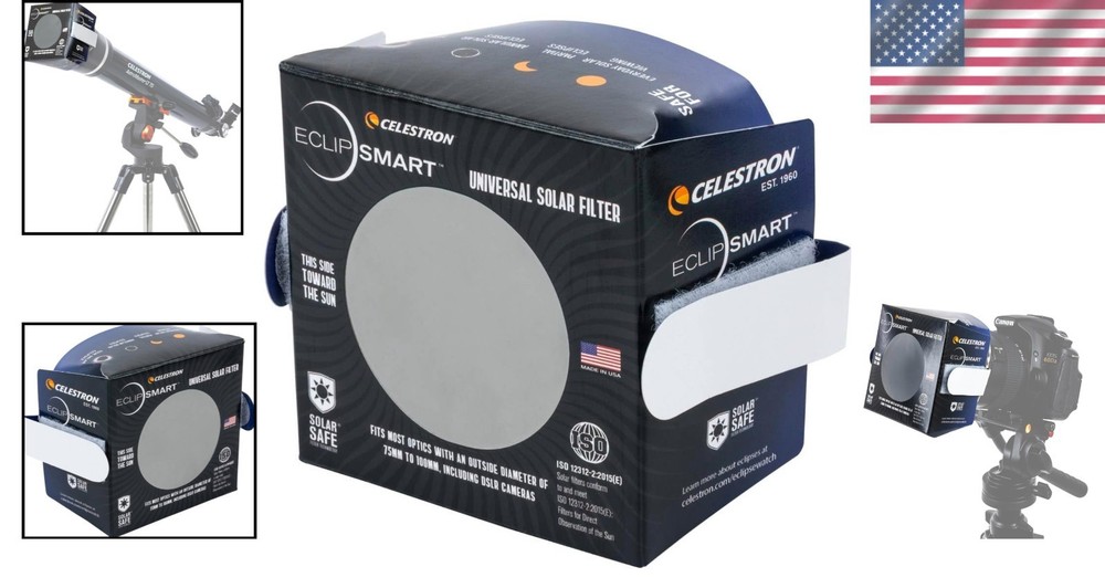 EclipSmart Folding Solar Eclipse Filter - Safe for Telescope & DSLR Cameras