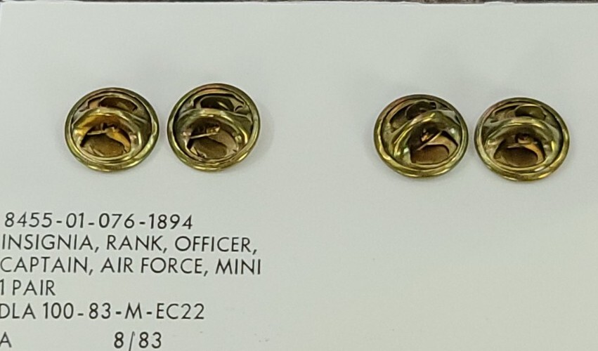 Rank Officer Captain Rank Insignia, Air Force/Army Mini- Shirt Size- 1 Pair -New