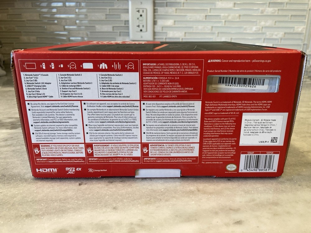 Nintendo Switch 2 EMPTY BOX with Cardboard Inserts and Information Packet