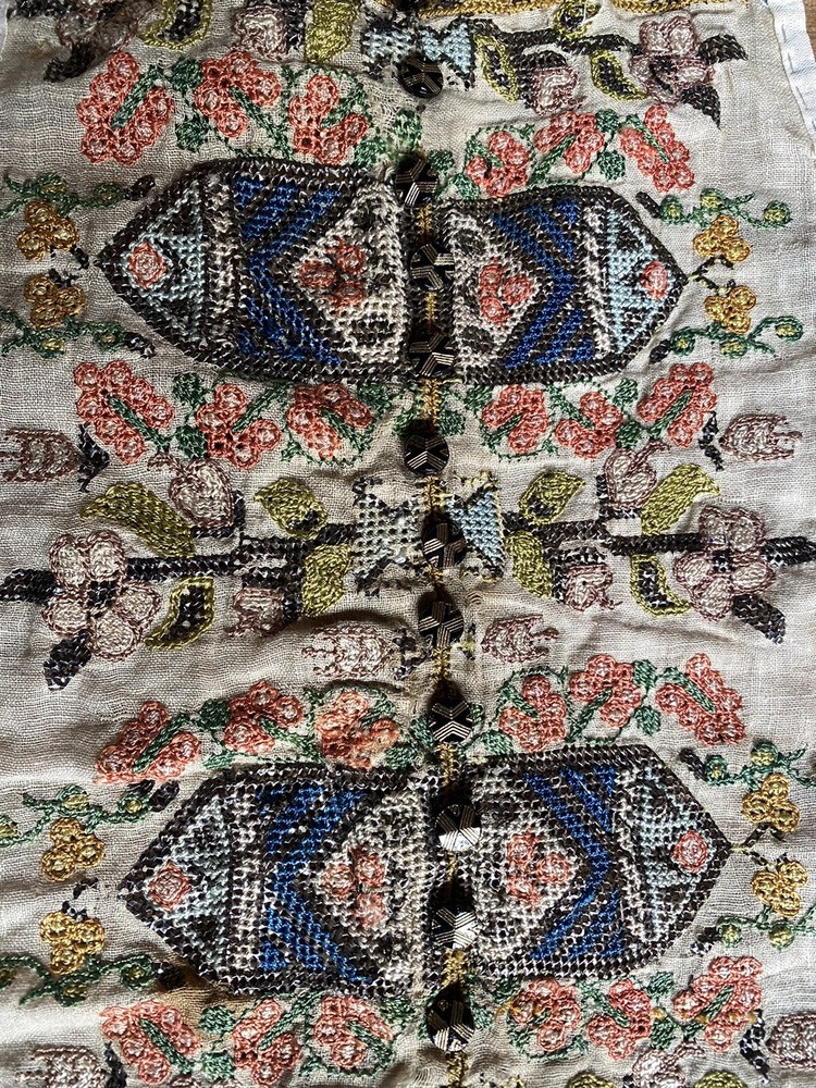 Antique Ottoman Turkish Embroidered Panel