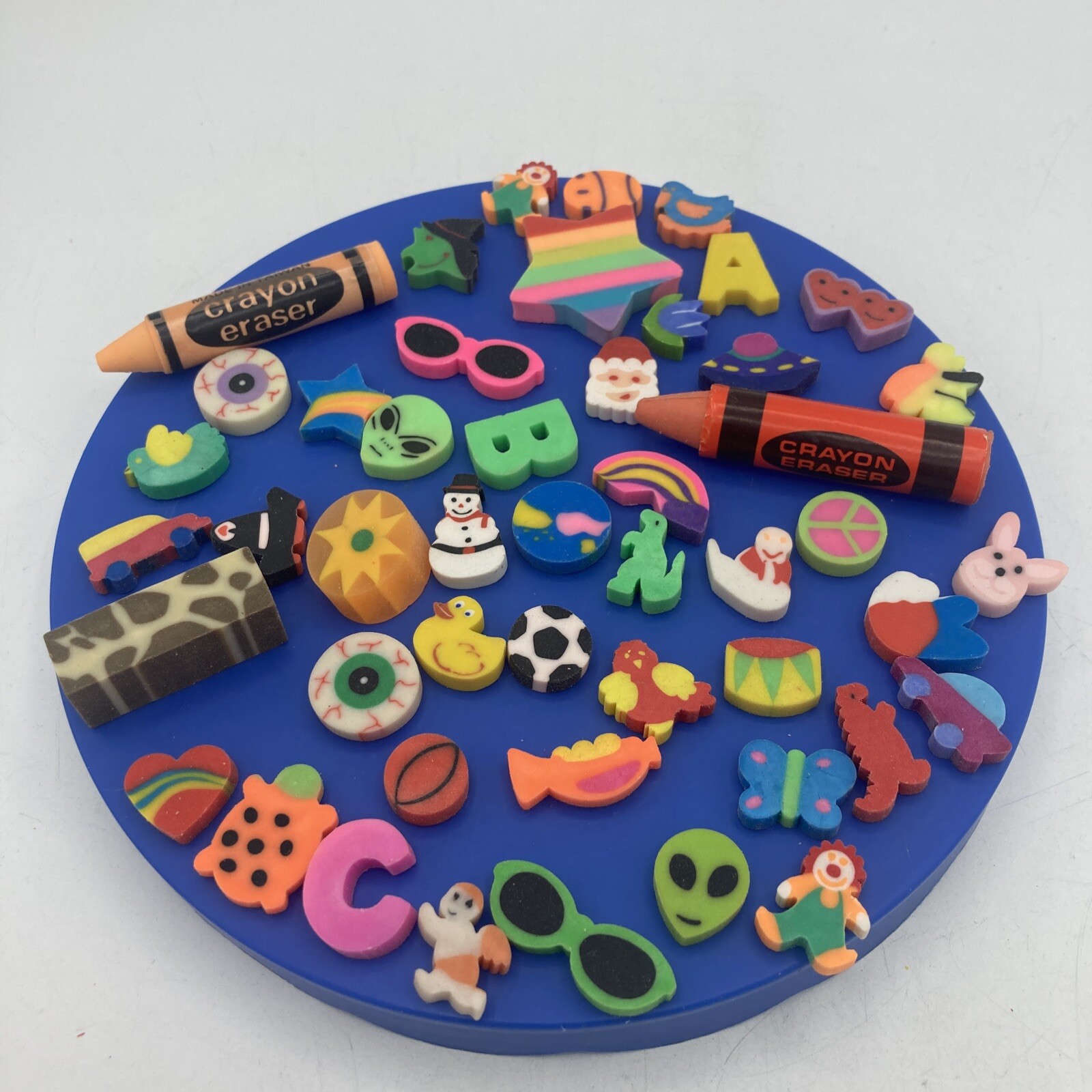 Vtg 90s Eraser Lot Aliens Animals Holiday Kawaii Letters Etc Red Orange Crayon