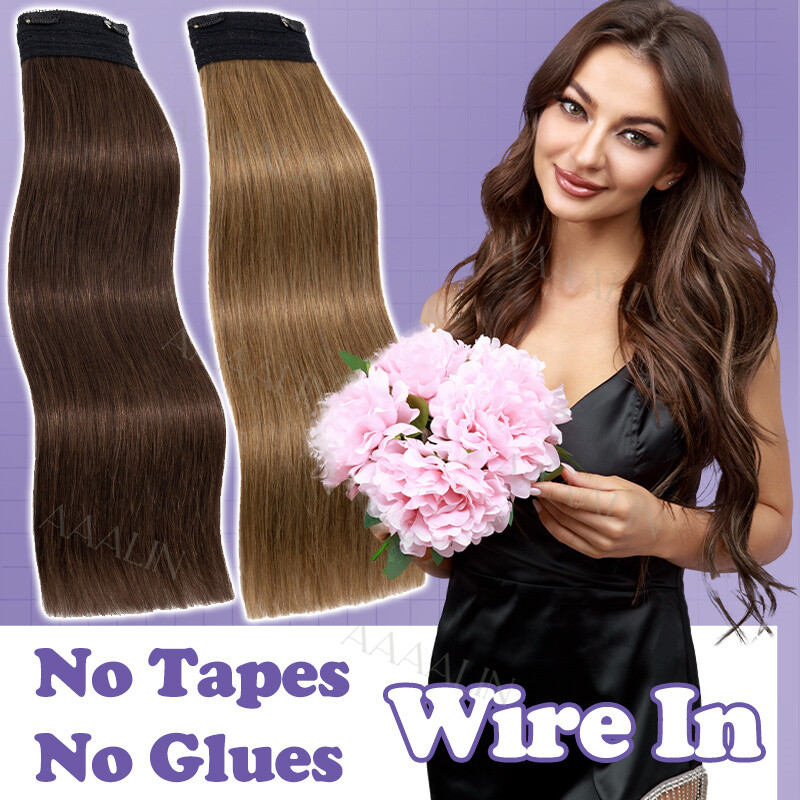Invisible 100% Real Remy Human One Piece Wire Clip in Hair Extensions Nano Ring