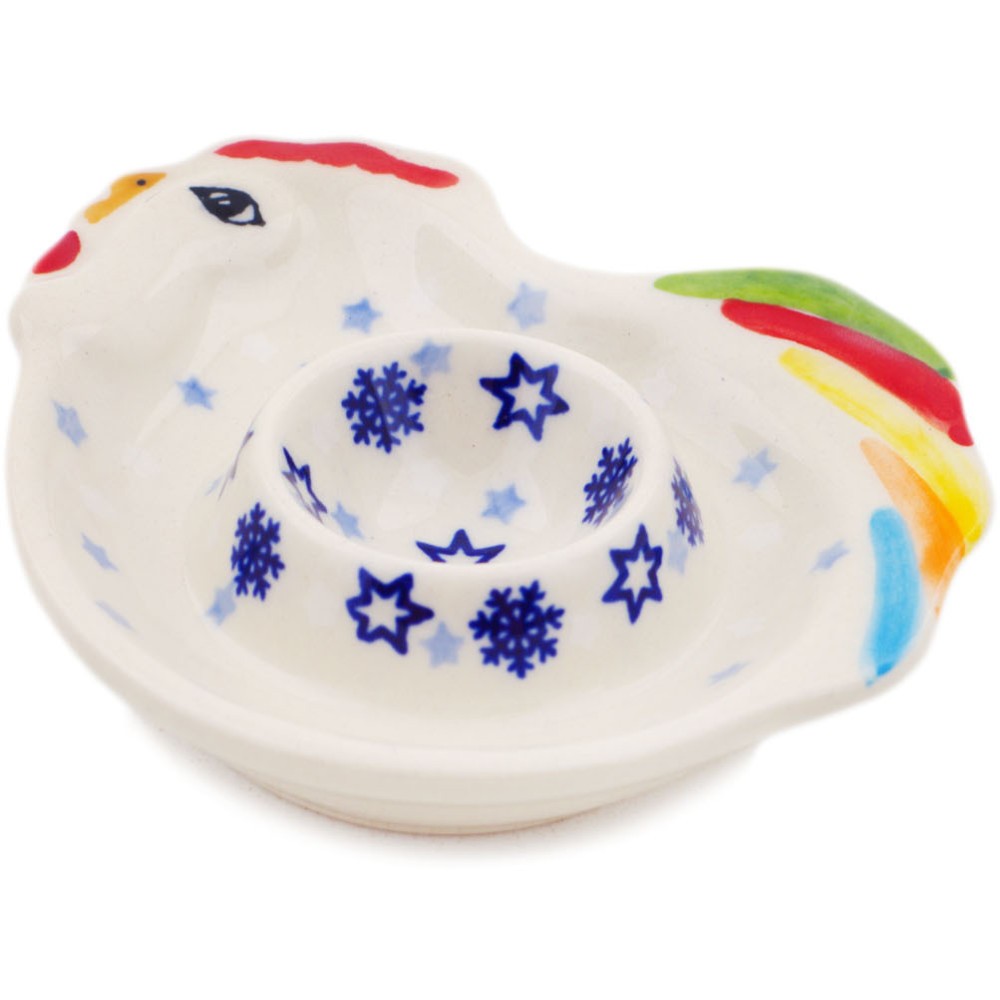 Polish Pottery Egg Plate 5" Snowdrift