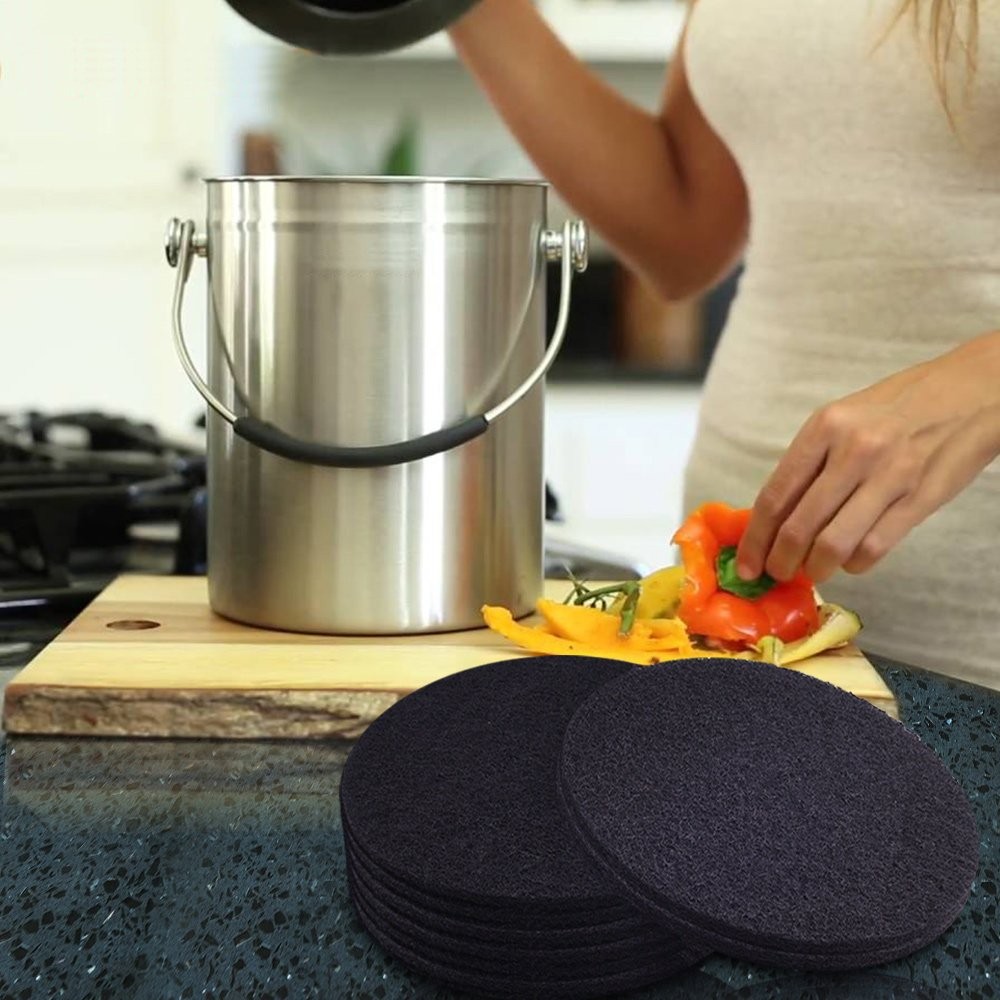 8 Pieces Compost Bin Filters For Kitchen Compost Pail Replacement Charcoal Filte