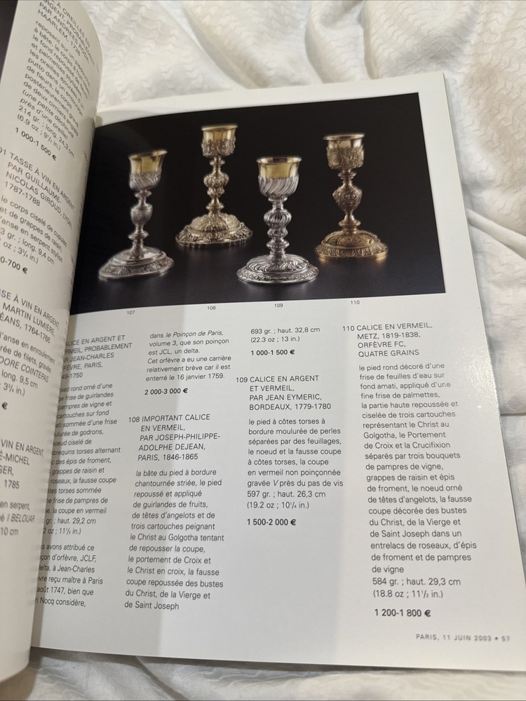 Sotherbys 2003 Paris Important Silver Auction Catalog Reference June 11