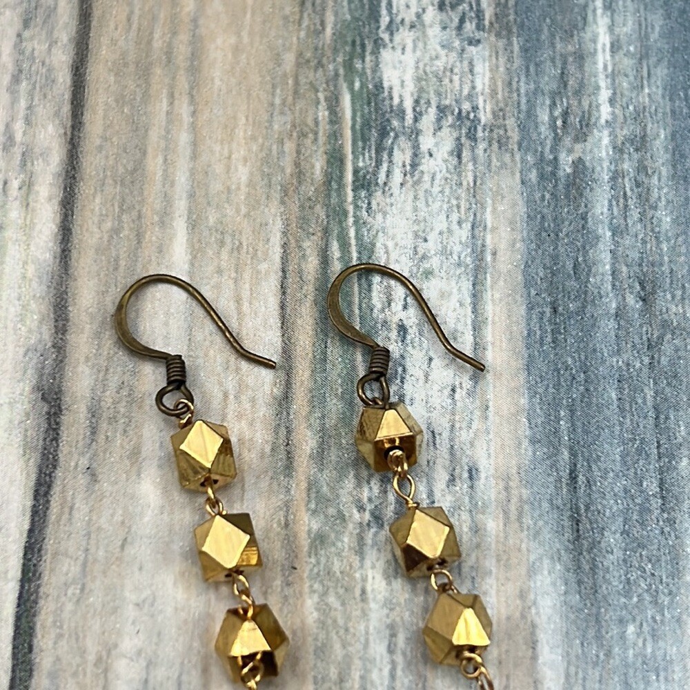 Adorned Crown Artisan Assemblage amethyst rhinestone gold cube earrings