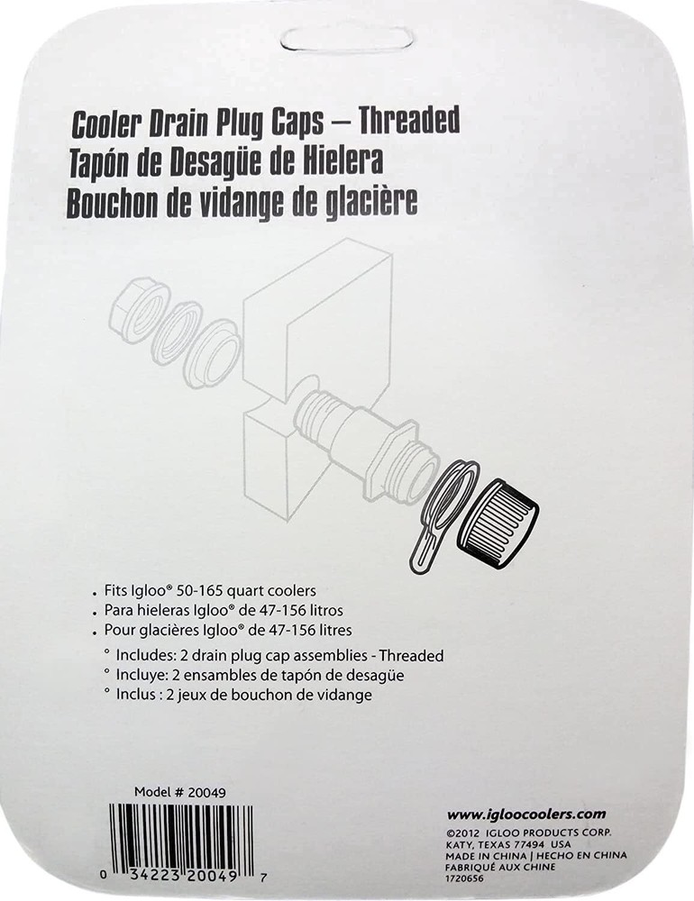 Igloo Plug Stopper Small White Replacement For 50 Quart Coolers Threaded Cap
