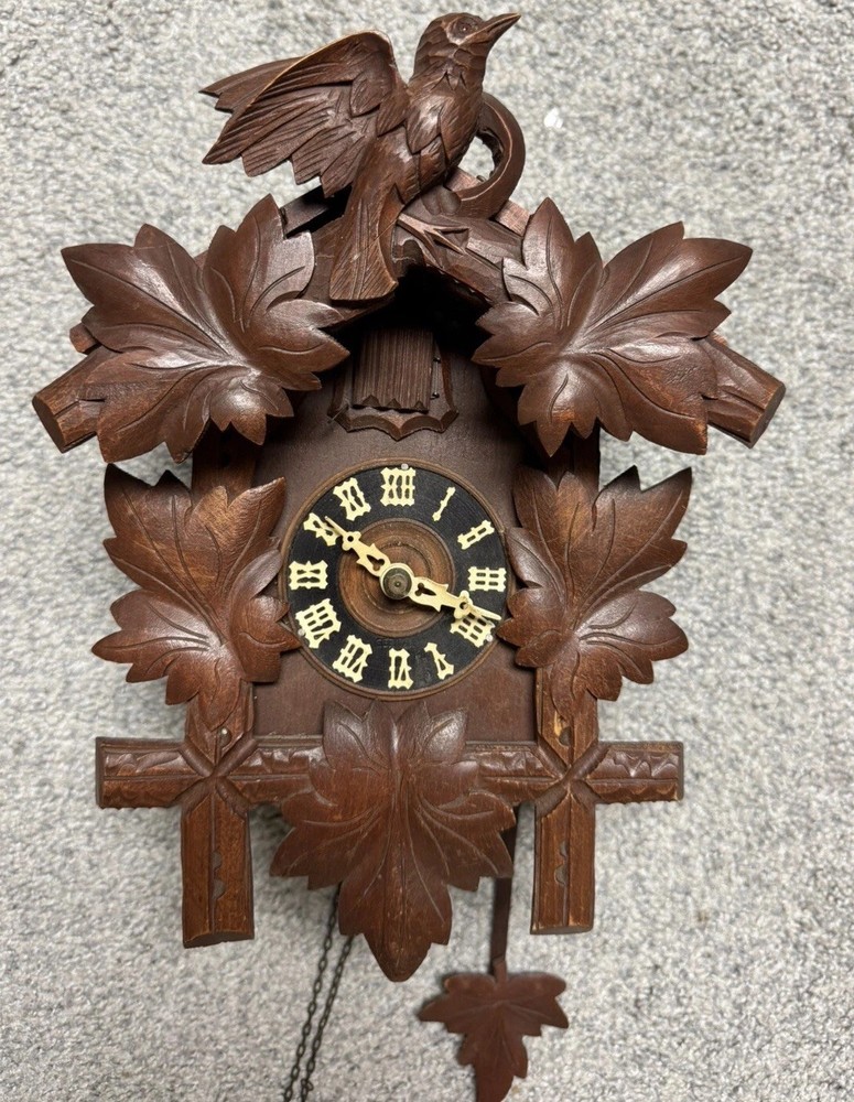 Vintage Germany Black Forest Strike,Cuckoo Clock, 2 Weights Driven Read