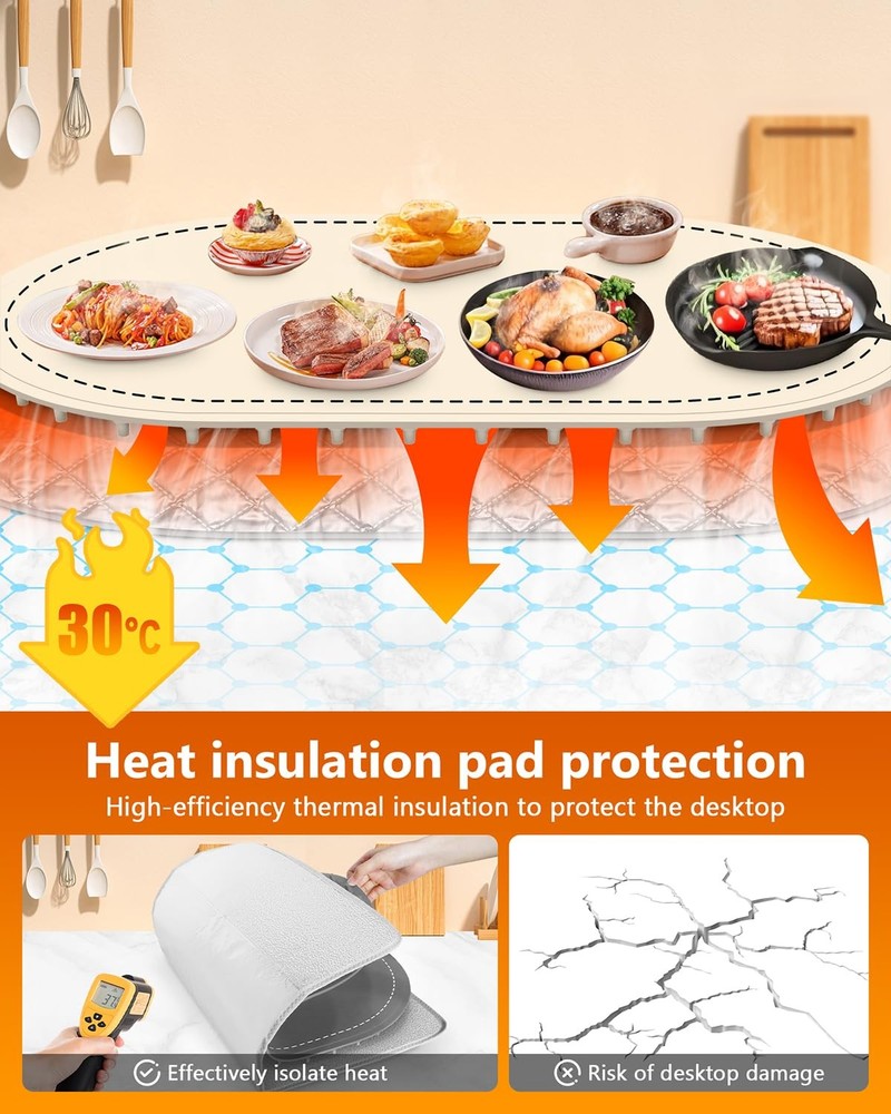 Food Warming Mat for Table & Buffet, Fast Heating Serving Pad with Adjustable...