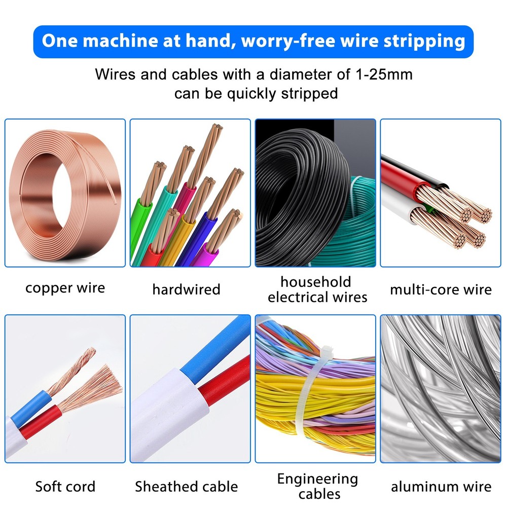 Portable Wire Stripping Machine Drill Powered Copper Cable Stripper Tool 1-25mm