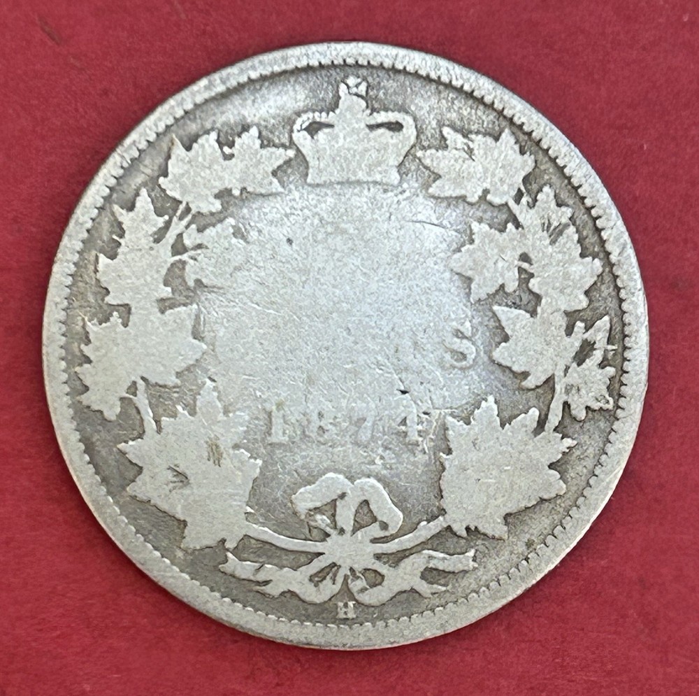 1874 Canada 25 Cents Silver Coin