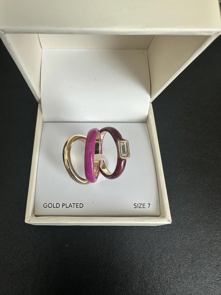 Gold-Tone 3-Pc. Set Crystal & Color Stack Rings Size 7