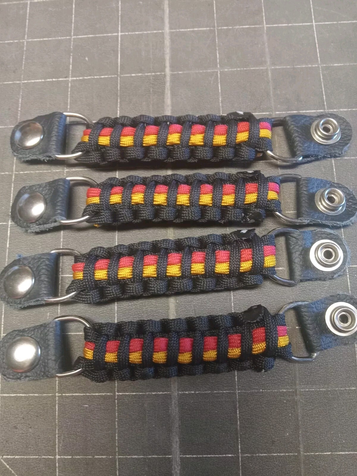 Vest extenders paracord Set of 4 extenders Lite BLACK RED & GOLD By Stitch