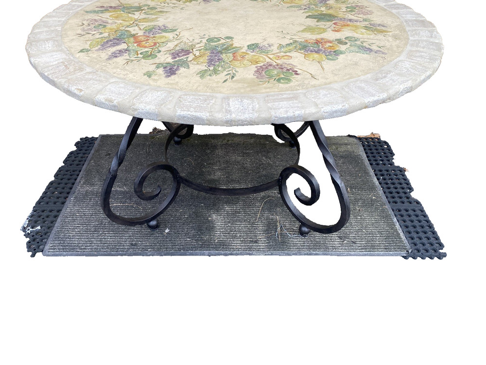 65190 Quality Decorator Cement Top Iron Table Dining Kitchen Table