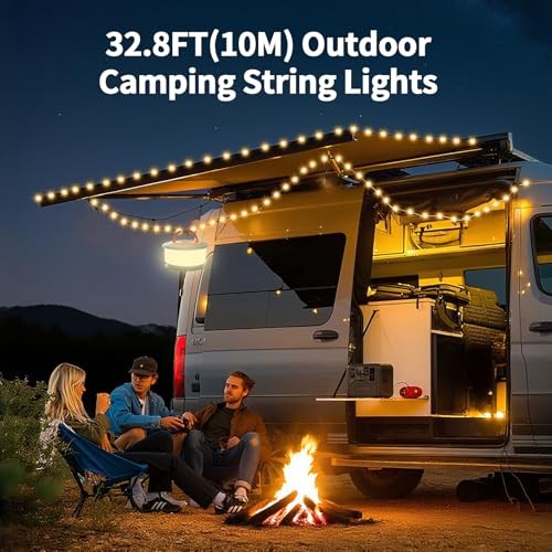 Camping String Lights, 4-in-1 Quick Storage Rechargeable Tent 2 Pack Orange