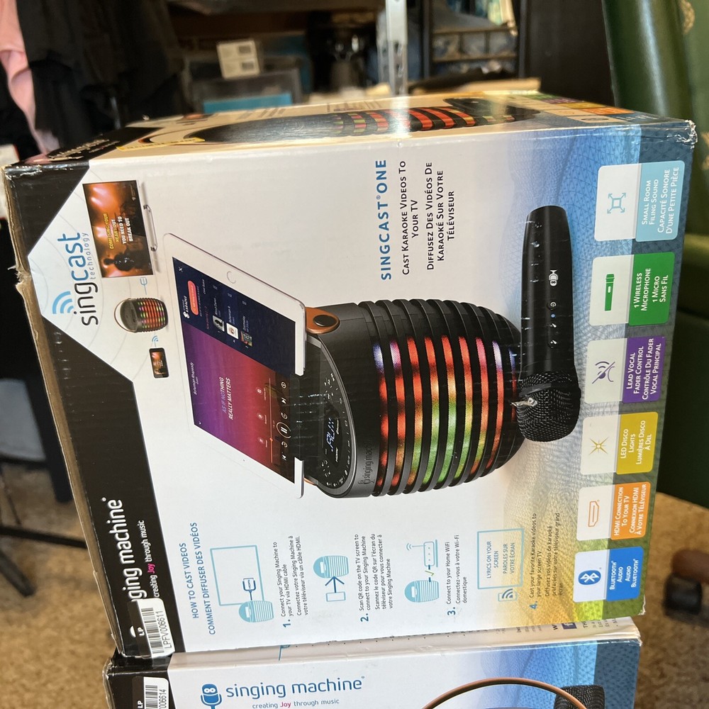 Singing Machine SingCast One Casting Bluetooth Karaoke System with wireless M...