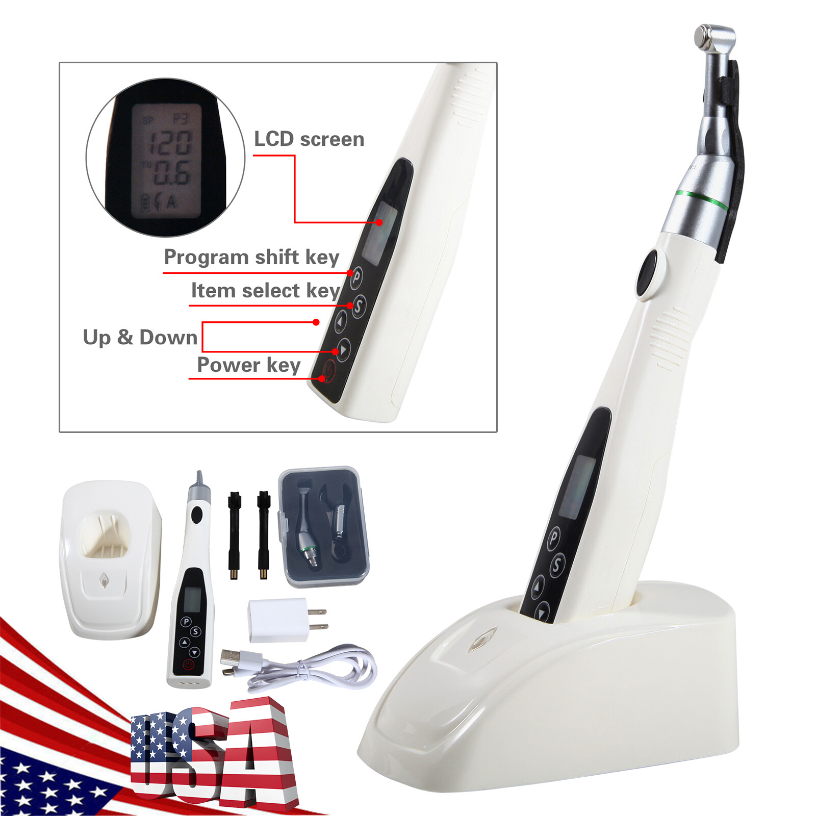 Wireless LED Dental Endodontic​ Endo Motor Root Canal 16:1 Mini Head Handpiece