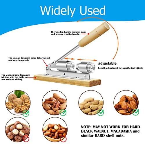 Nutcrackers for Nuts, Nut Crackers for Pecans, Heavy Duty Nut Cracking Silver