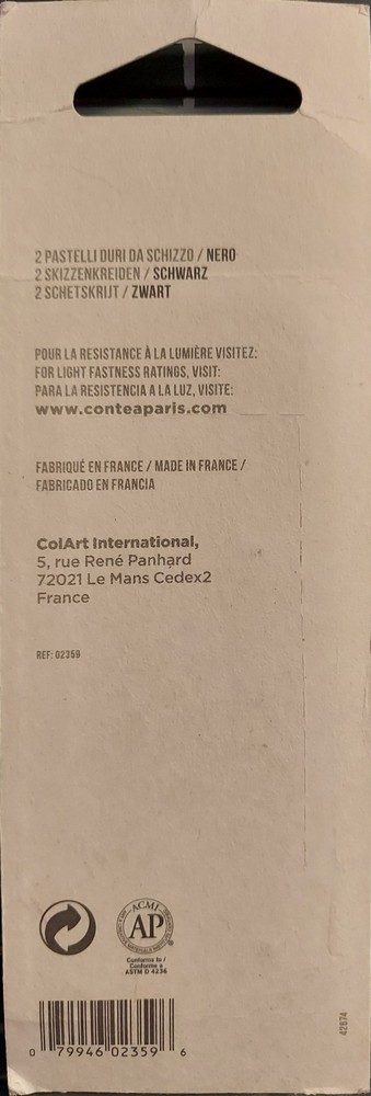 Conte a Paris Sketching Crayons Black 2B 2-Count Package