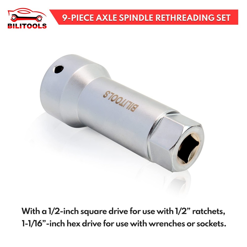 BILITOOLS Axle Spindle Rethreading Tool Kit, 10-Piece Wheel Stud Thread...