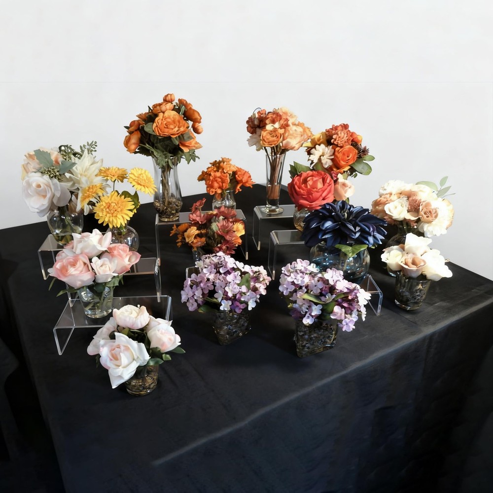 10 Pcs Clear Acrylic Display Risers, 3"" 4"" 5"" 6"" 7"" Rectangular Showcase...