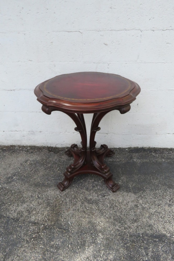 Mahogany Cherry Leather Top Side End Table 5956