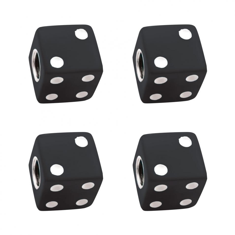 Black Dice Valve Caps w/ White Dots (4 Pack)