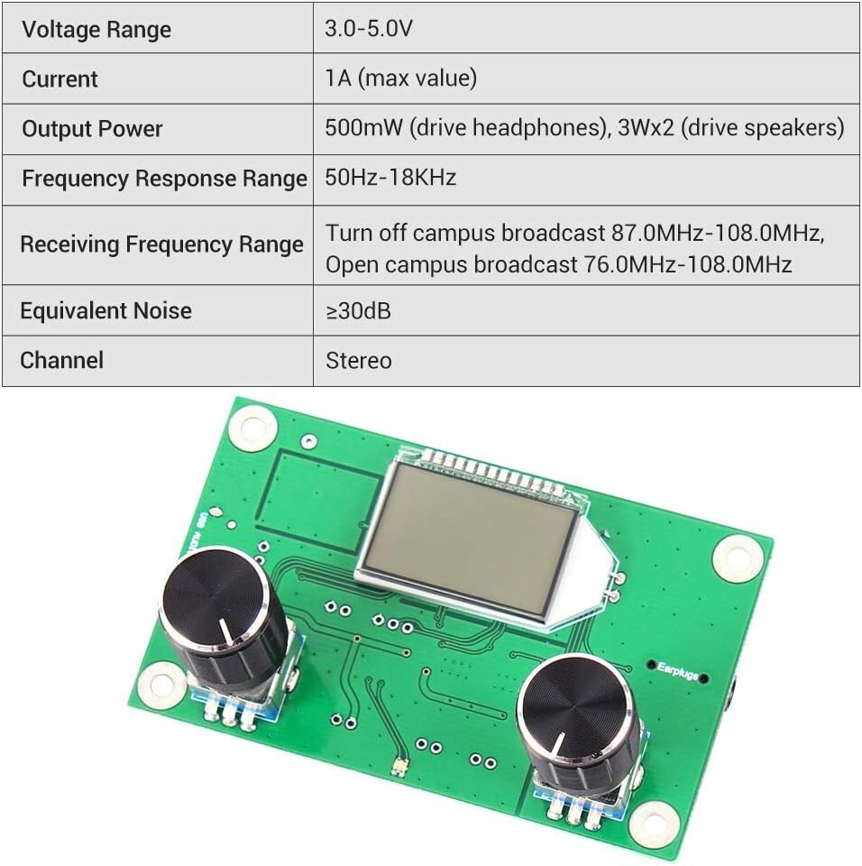 76-108MHZ FM Digital Wireless Receiver Radio Module Stereo LCD Display DSP PLL