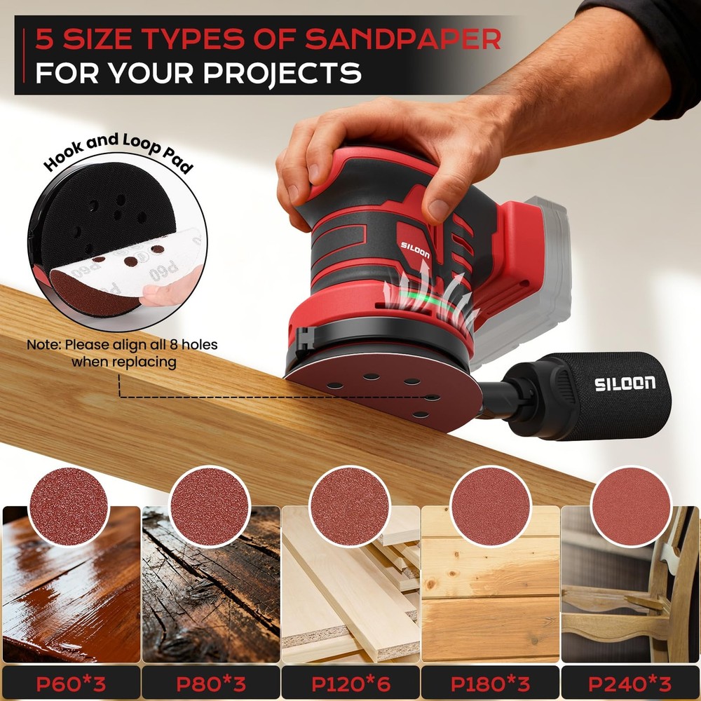 Cordless Random Orbital Sander Compatible for Mik 18V Max, 5-Inch Brushless E...