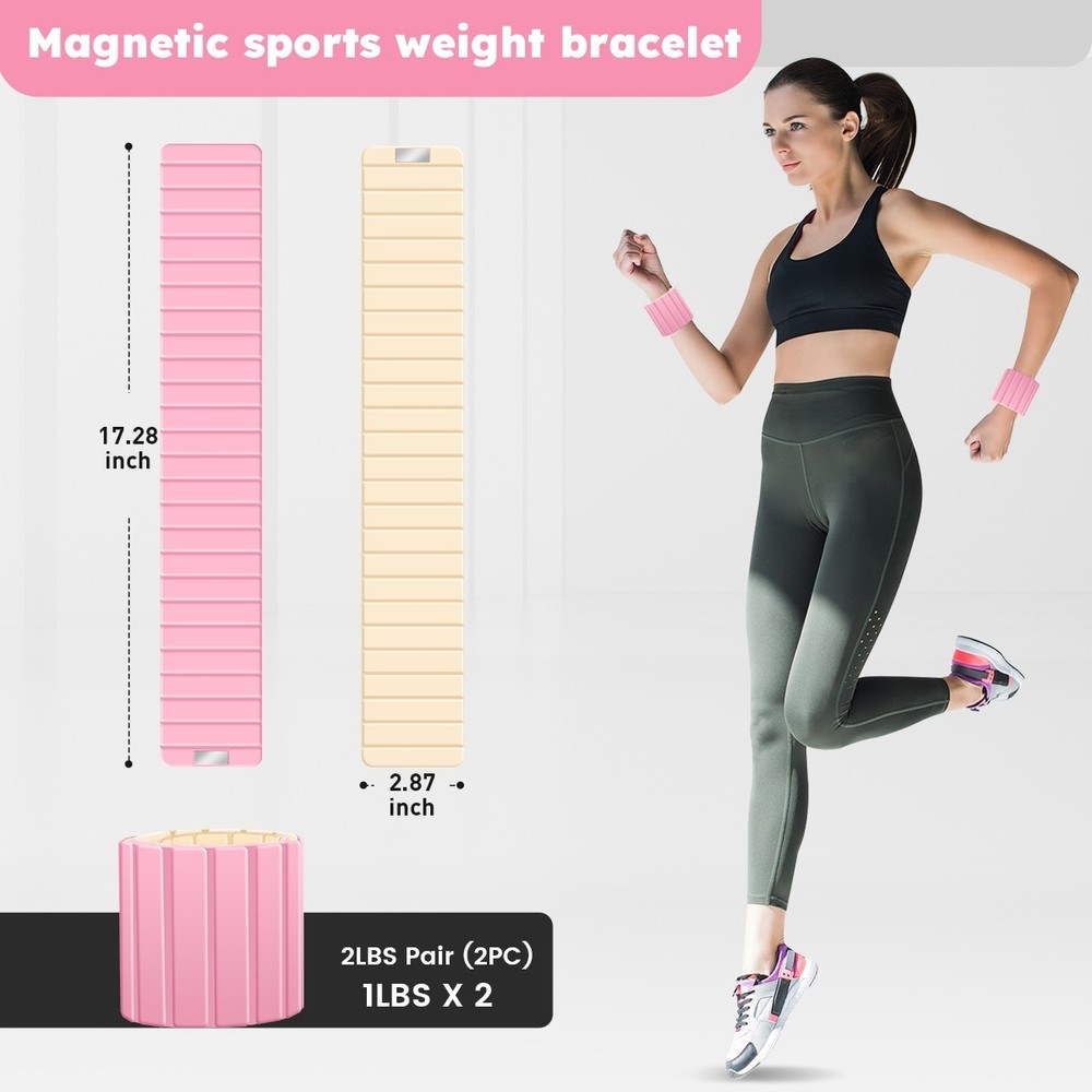 Magnetic Bangles 2pc Wrist & Ankle Weight Set - White 2 lb
