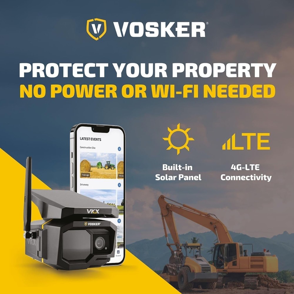 VKX Solar 4G LTE Security Camera 2-Pack Wireless Construction Site No WiFi