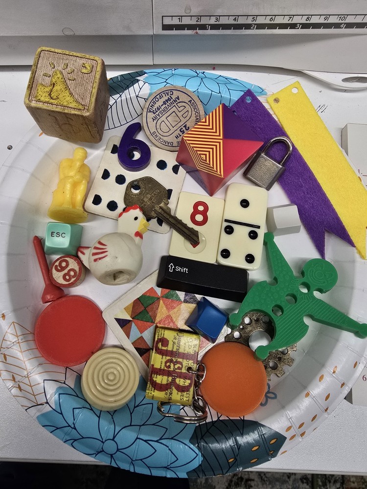 Vintage Found Object & Game pieces lot for Mixed Media Assemblage Art