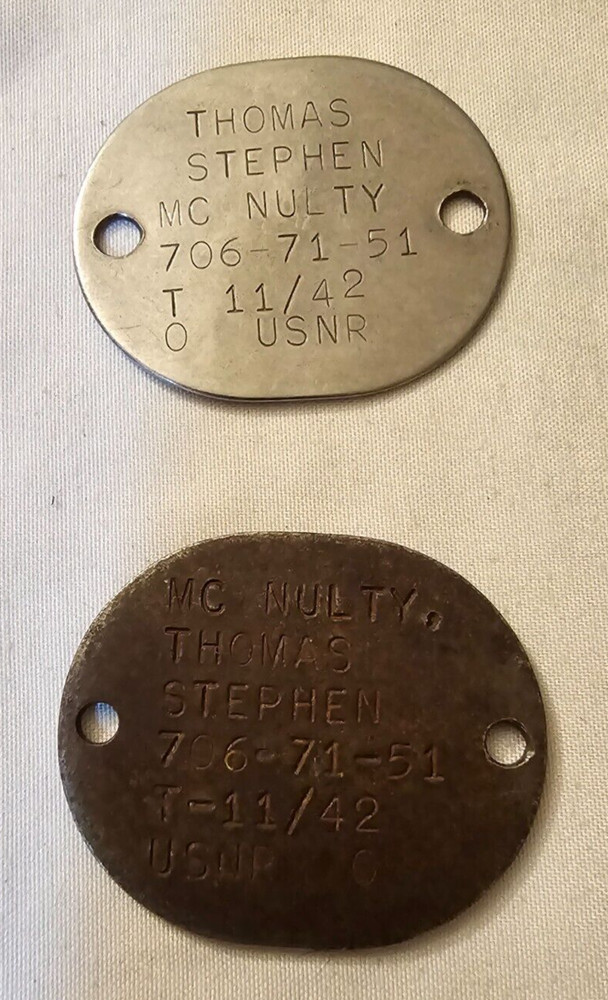 WWII US Navy USNR 1942 T-11-42 Dog Tag Set of 2