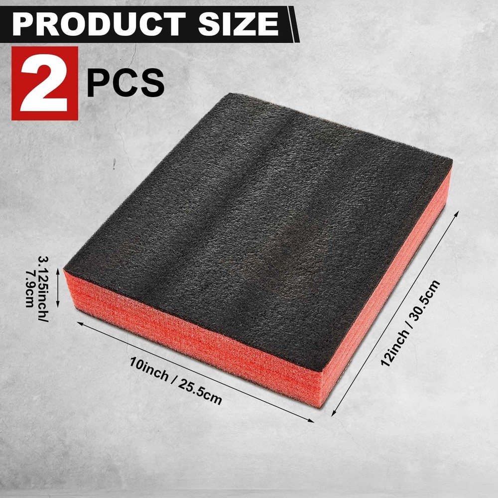 Hoolerry 2 Pcs Polyethylene Foam Inserts for Cases, 12"x10"x2.125", Black/Red
