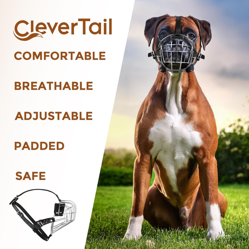 Metal Muzzle for Boxer Dog Breed – Bite Proof Boxer Muzzle for Medium and Lar...