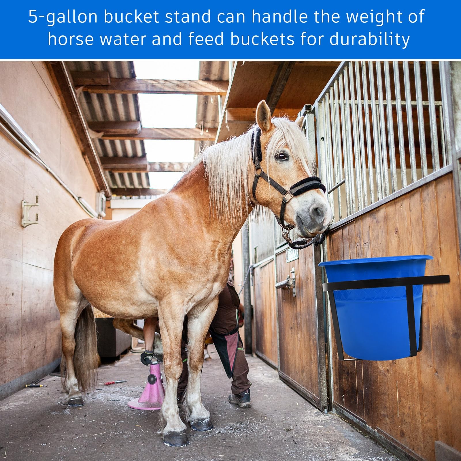 4 Pcs Heavy Duty Metal Bucket Holder 5 Gallon Horse Water Feed Bucket Holder ...