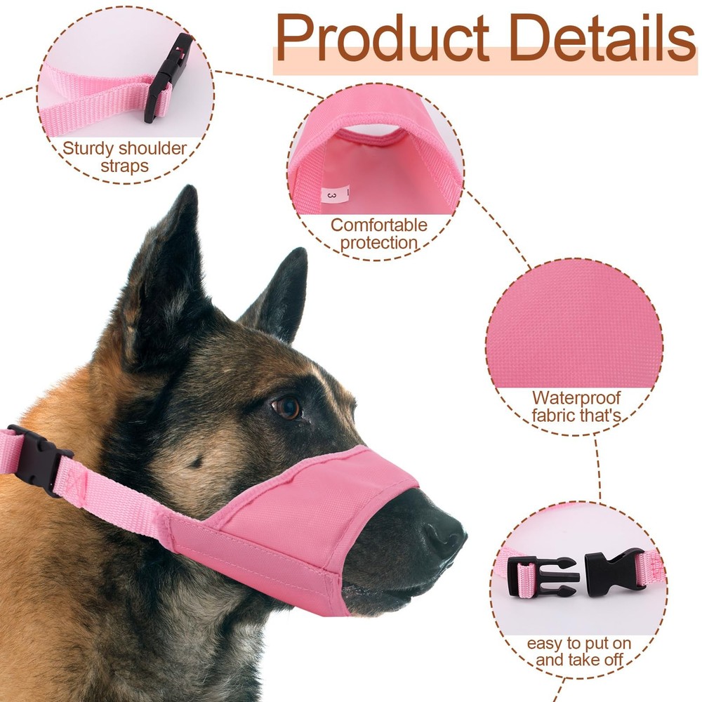 Muzzle for Small Dogs, Comfortable Adjustable Anti-Biting Puppy pink