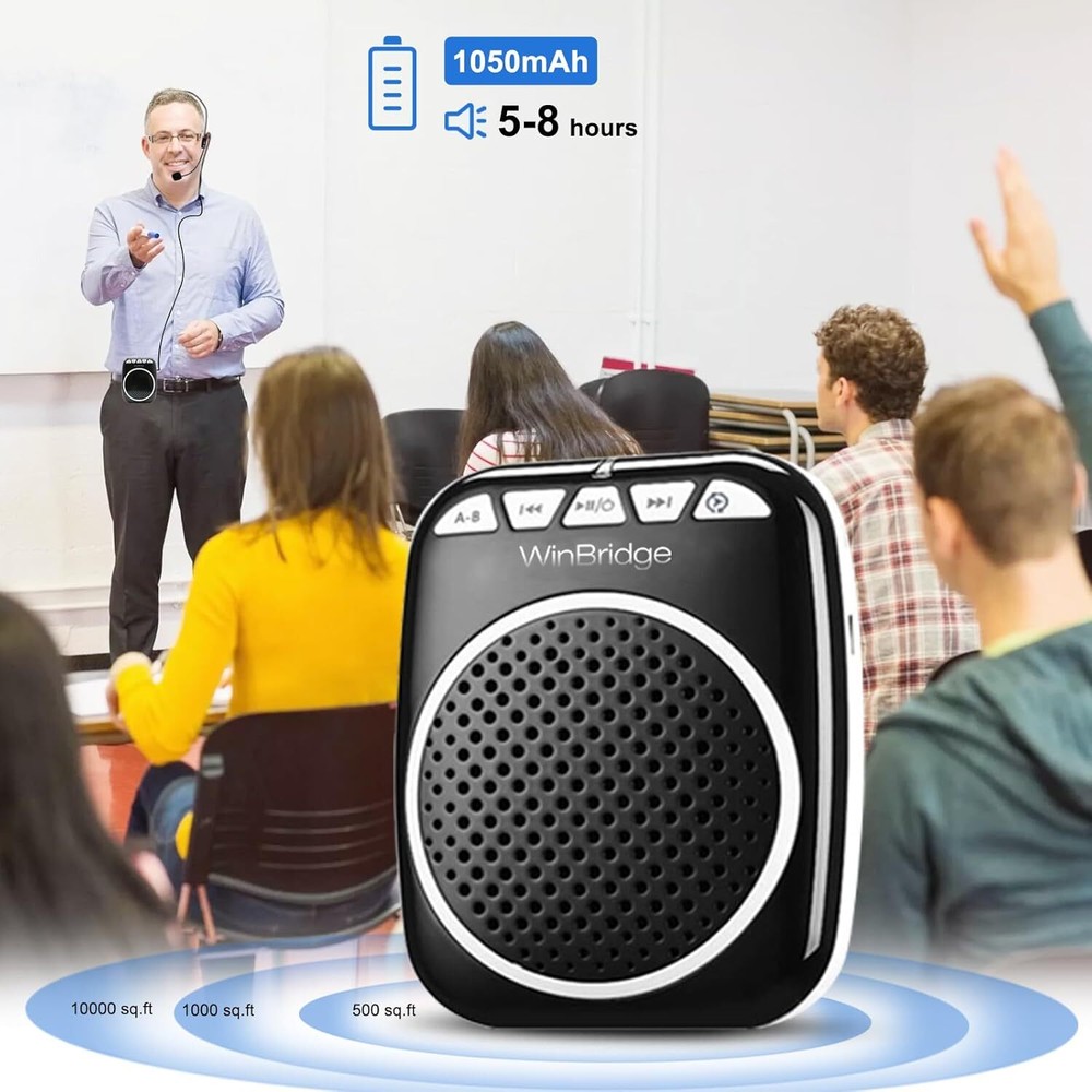 Portable megaphone with headset microphone rechargeable ultra-lightweight