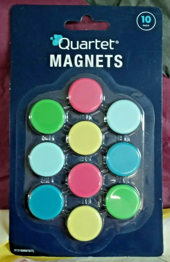 10 pack Quartet Round Magnets Assorted Colors New